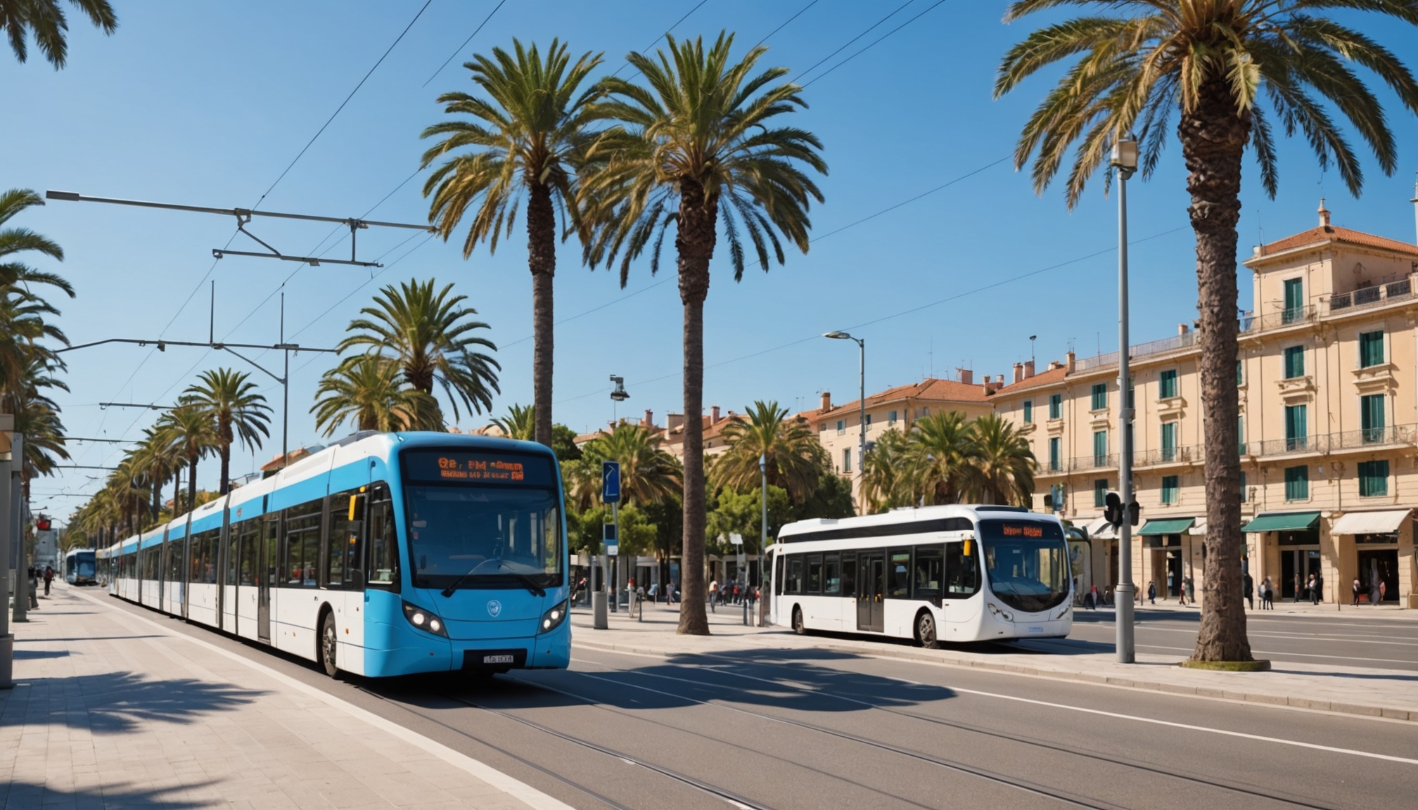 Tramway du réseau Lignes d'Azur à Nice sur la Côte d'Azur